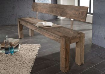 Bank Sheesham 160x35x76 grau geölt NATURE GREY #701