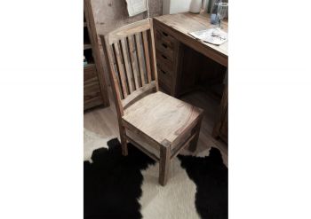 Stuhl Sheesham 45x45x100 grau geölt NATURE GREY #121, 2er Set