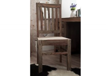 Stuhl Sheesham 45x45x100 grau geölt NATURE GREY #121, 2er Set