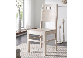 Stuhl Akazie 45x45x100 weiß getüncht NATURE WHITE #120, 2er Set