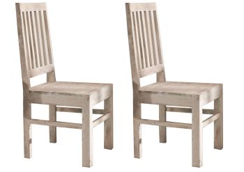 Stuhl Akazie 45x45x100 weiß getüncht NATURE WHITE #121 - 2er Set