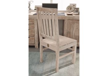 Stuhl Akazie 45x45x100 weiß getüncht NATURE WHITE #121 - 2er Set