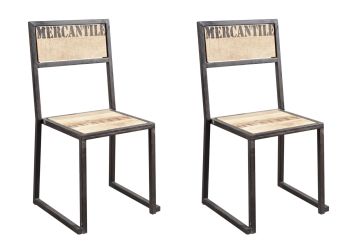 Stuhl Mango 45x46x92 natur bedruckt FACTORY #109, 2er Set