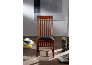 Stuhl Akazie 45x51x103 nougat lackiert Polster schwarz Bangalore OXFORD #6