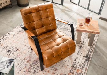 Sessel Echtleder 64x76x83 cognac IRON LABEL #13