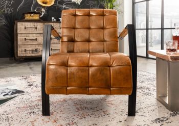 Sessel Echtleder 64x76x83 cognac IRON LABEL #13