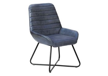 Stuhl Echtleder 59x68x93 blau IRON LABEL #15