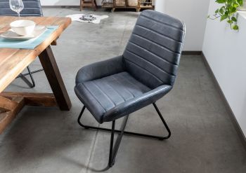 Stuhl Echtleder 59x68x93 blau IRON LABEL #15