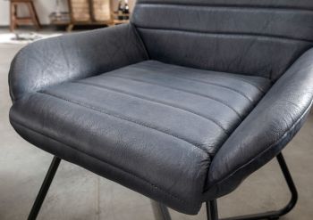 Stuhl Echtleder 59x68x93 blau IRON LABEL #15