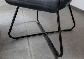Stuhl Echtleder 59x68x93 blau IRON LABEL #15