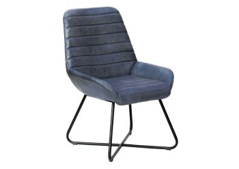 Stuhl Echtleder 59x68x93 blau IRON LABEL #15
