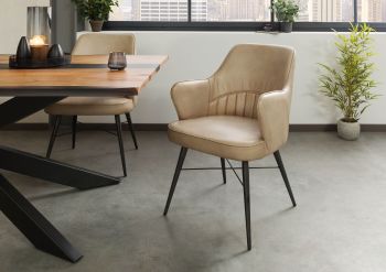 Stuhl Echtleder 55x62x84 beige IRON LABEL #130