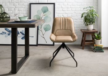 Stuhl Echtleder 49x56x83 beige IRON LABEL #610