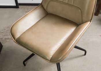 Stuhl Echtleder 49x56x83 beige IRON LABEL #610