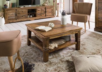 Couchtisch Mango 85x85x45 dunkelbraun geölt RODEZ #122