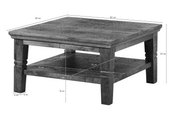Couchtisch Mango 85x85x45 dunkelbraun geölt RODEZ #122