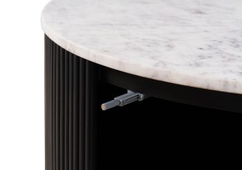 Couchtisch rund Mango 80x80x45 schwarz lackiert / Marmor weiß BARCELONA #120