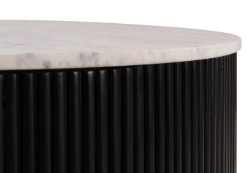 Couchtisch rund Mango 80x80x45 schwarz lackiert / Marmor weiß BARCELONA #120