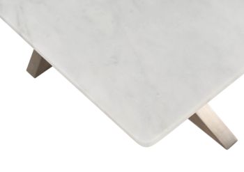 Couchtisch 120x60x45 Marmor weiß / Kreuzgestell Eisen Antik Grau BARCELONA #304