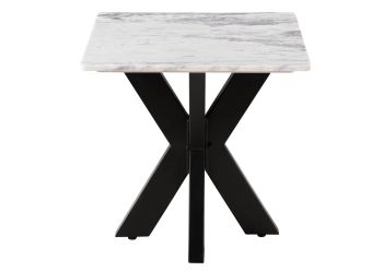 Couchtisch quadratisch 55x55x55 Marmor weiß / Kreuzgestell Eisen schwarz BARCELONA #315