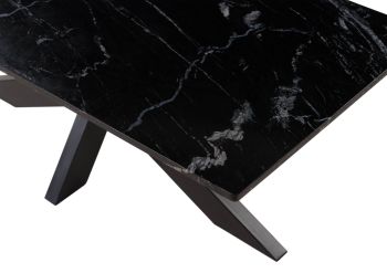 Couchtisch 120x60x45 Marmor schwarz / Kreuzgestell Eisen schwarz BARCELONA #414