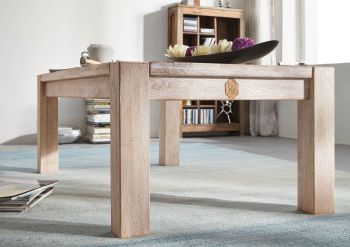 Couchtisch Akazie 120x70x45 white stone getüncht  NATURE WHITE #09