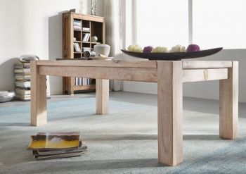 Couchtisch Akazie 120x70x45 white stone getüncht  NATURE WHITE #09
