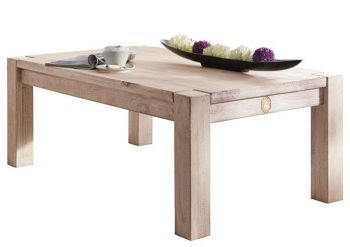 Couchtisch Akazie 120x70x45 white stone getüncht  NATURE WHITE #09