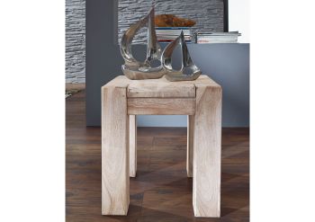 Hocker Akazie 40x40x45 white stone getüncht NATURE WHITE #10