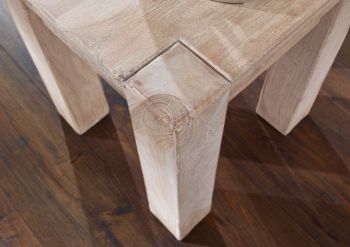 Hocker Akazie 40x40x45 white stone getüncht NATURE WHITE #10
