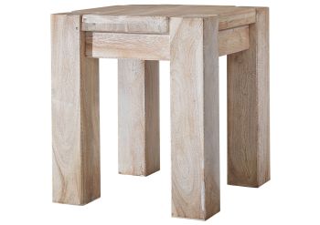 Hocker Akazie 40x40x45 white stone getüncht NATURE WHITE #10