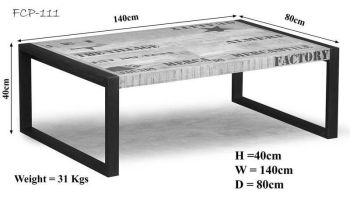 Couchtisch Mango 140x80x40 natur bedruckt FACTORY #111