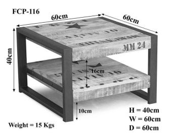 Couchtisch Mango 60x60x40 natur bedruckt FACTORY #125