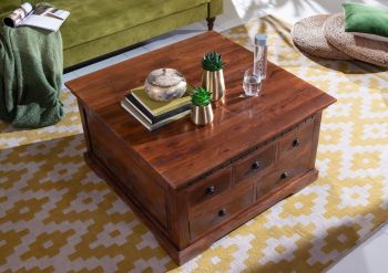 Couchtisch Akazie 90x90x50 nougat lackiert OXFORD #320