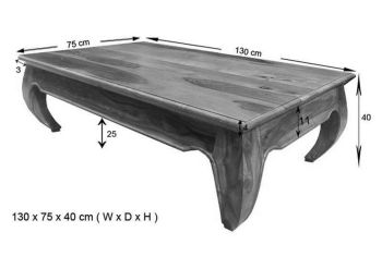 Couchtisch Sheesham 130x75x40 braun lackiert OPIUM #632