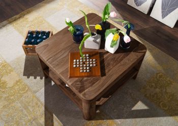 Couchtisch Sheesham 70x70x45 smoked cherry gebeizt TORONTO #106