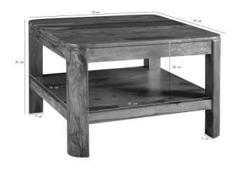 Couchtisch Sheesham 70x70x45 smoked cherry gebeizt TORONTO #106