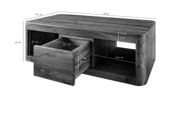 Couchtisch Sheesham 118x65x40 walnuss gewachst TORONTO #252