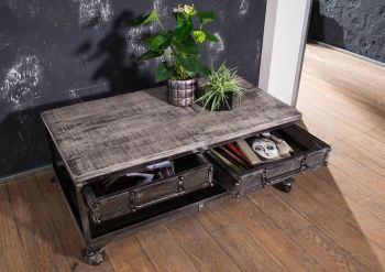 Couchtisch Mango 110x60x50 grau lackiert HEAVY INDUSTRY #122