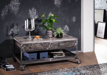 Couchtisch Mango 110x60x50 grau lackiert HEAVY INDUSTRY #122