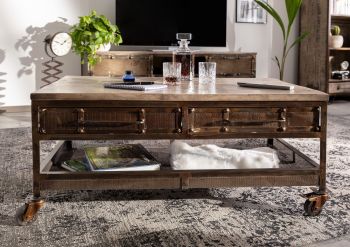 Couchtisch Mango 110x60x50 braun lackiert HEAVY INDUSTRY #222