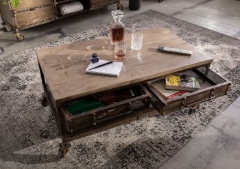 Couchtisch Mango 110x60x50 braun lackiert HEAVY INDUSTRY #222
