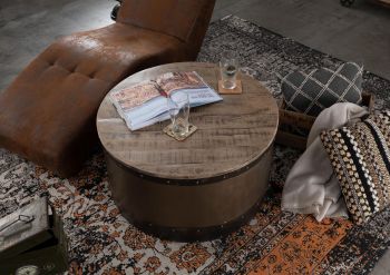 Couchtisch rund Mango 78x78x43 braun lackiert HEAVY INDUSTRY #263