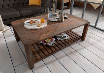 Couchtisch Sheesham 120x80x45 grau geölt BUENO #2001