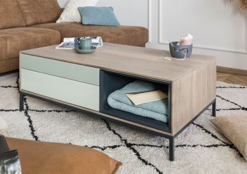 Couchtisch Akazie 112x67x43 grau-weiß geölt CHICAGO #12