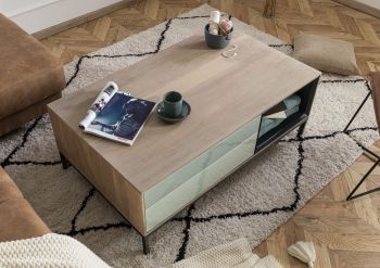 Couchtisch Akazie 112x67x43 grau-weiß geölt CHICAGO #12