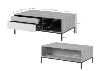 Couchtisch Akazie 112x67x43 grau-weiß geölt CHICAGO #12