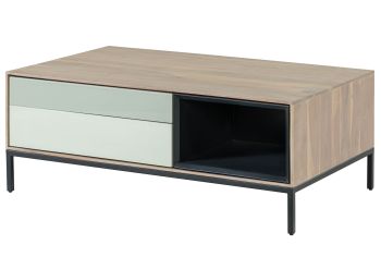 Couchtisch Akazie 112x67x43 grau-weiß geölt CHICAGO #12