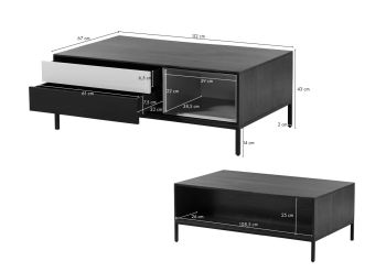 Couchtisch Mango 112x67x43 dunkelgrau geölt CHICAGO #212