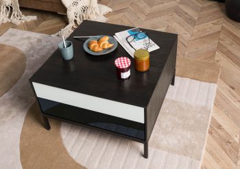 Couchtisch Mango 67x67x43 dunkelgrau geölt CHICAGO #213